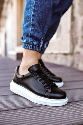 Кеди чоловічі з екошкіри чорно-білі, розмір 40 (25.5 см) Style17 фото