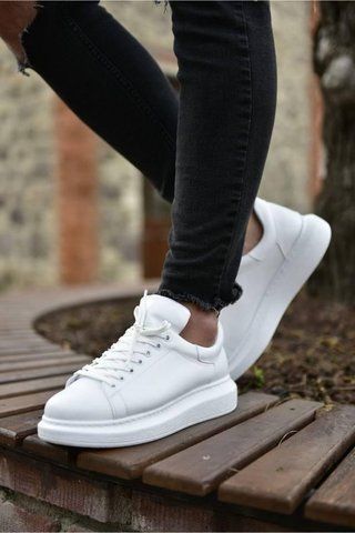 Кеди чоловічі з екошкіри білі, розмір 40 (25.5 см) Style18 фото