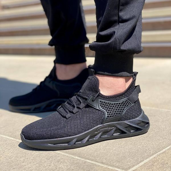 Кросівки чоловічі чорні сітка, розмір 40 (25.5 см) Style7- black фото